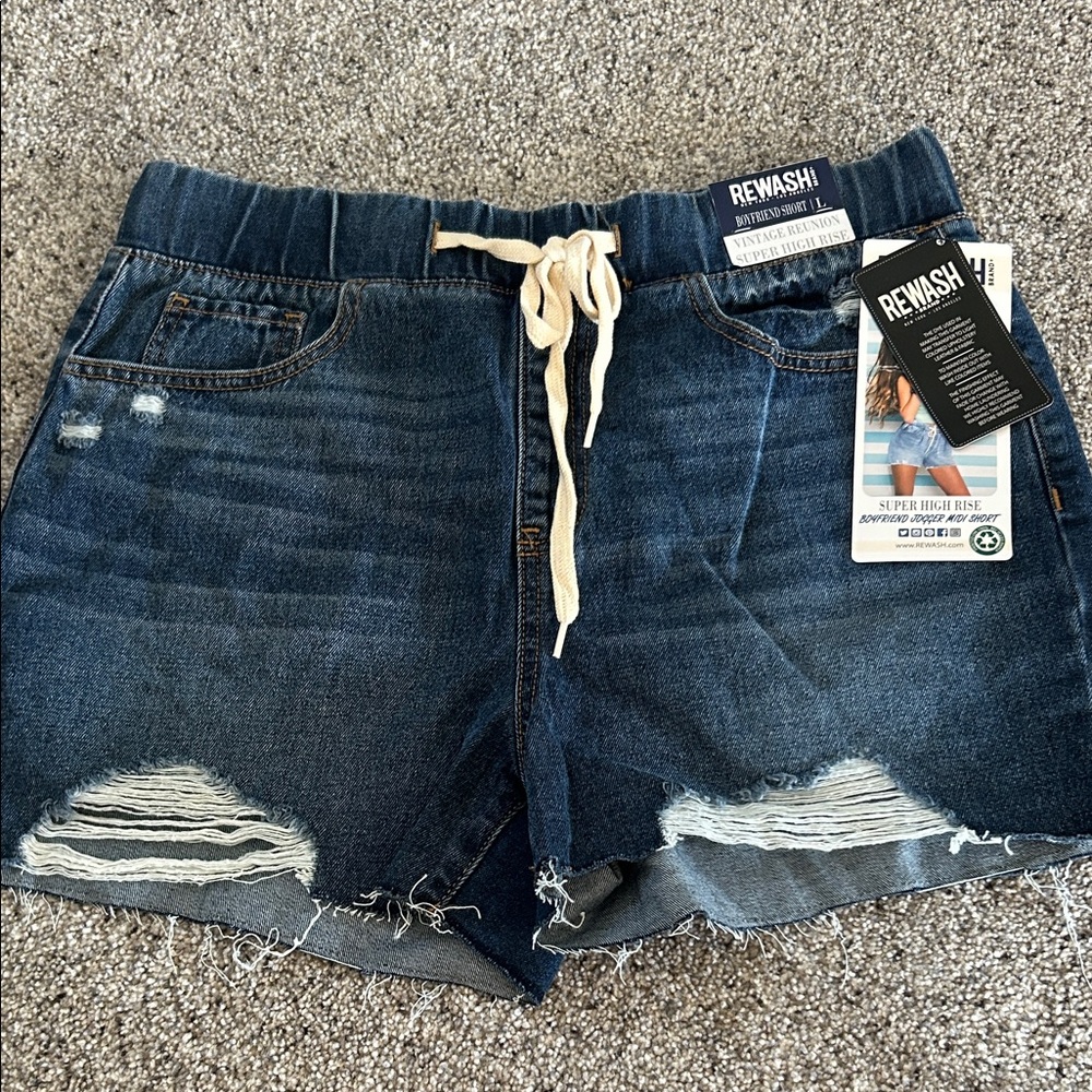Rewash Dark Blue Jean Shorts with Drawstring
